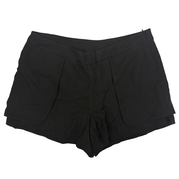 LINE & DOT Pleated Trouser Shorts L Black Mid Rise Drapey Skort-Back NWT B7 - Picture 1 of 5